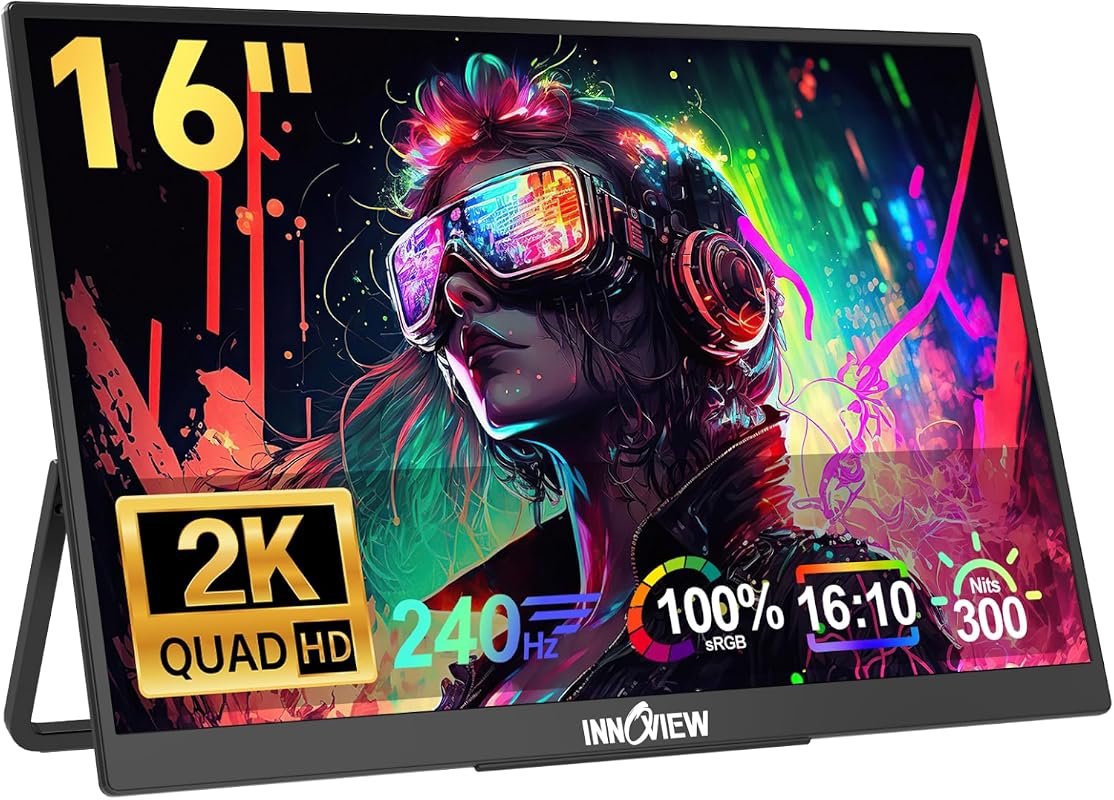 InnoView 16-inch Portable Monitor: 2K 2560x1600 with 100% sRGB for pro