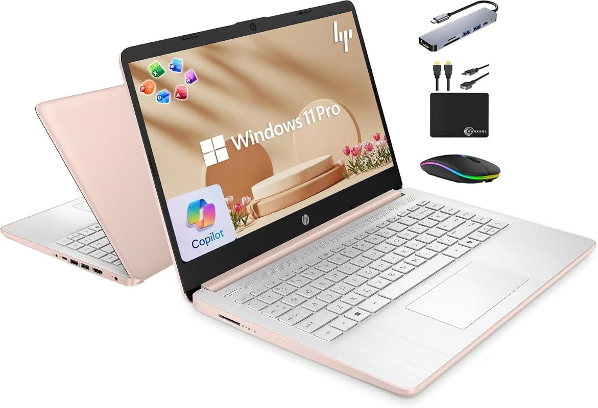 HP 14 inch Laptop with Quad-Core Intel CPU, 16GB RAM, and 628GB Storag