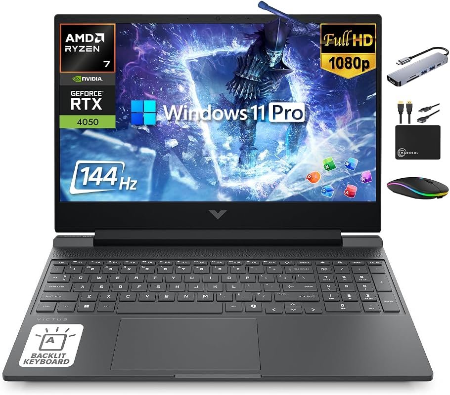 HP Victus 15.6 inch Gaming Laptop: Ryzen 7, NVIDIA RTX 4050, 32GB RAM,
