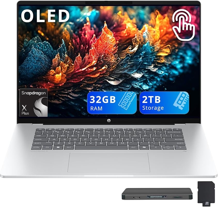 HP OmniBook 5, 16 inch OLED Touchscreen, Snapdragon X, 32GB RAM, 1TB S