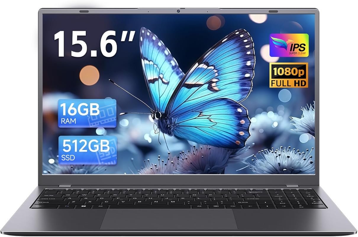 Everyday Laptop: 16GB RAM, 512GB SSD, 15.6-inch Display for Work and L