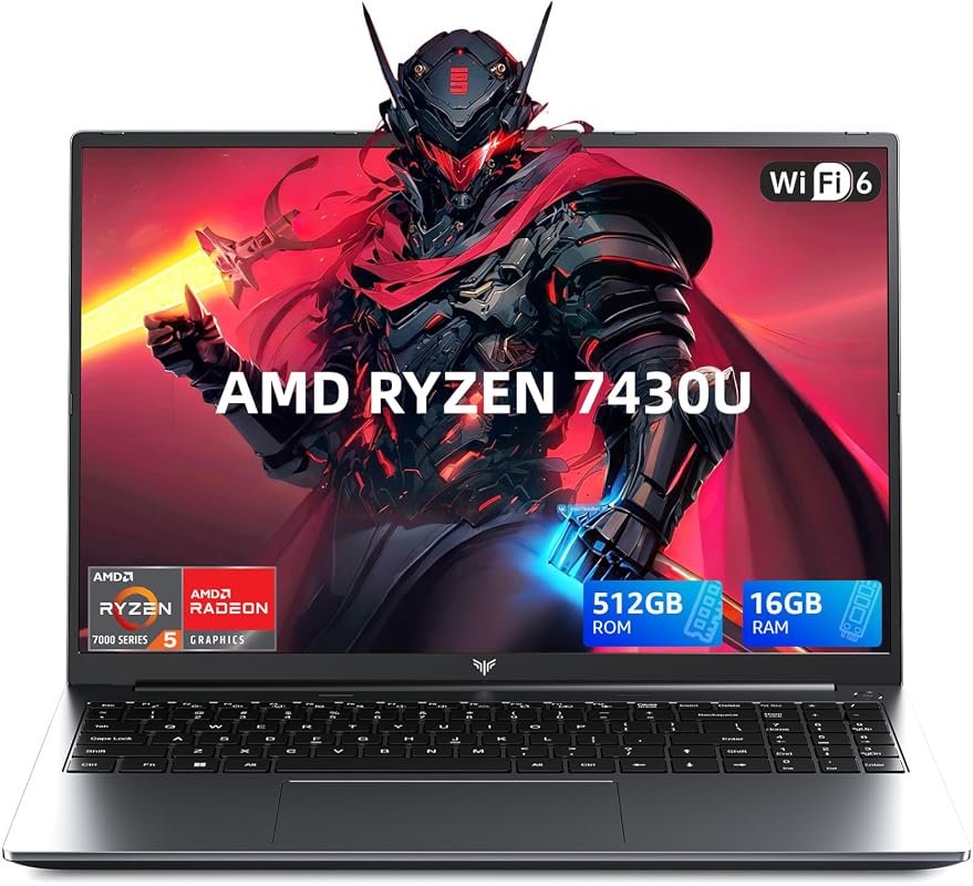 A Gaming Laptop with AMD Ryzen 7430U, 16GB RAM, and a 512GB SSD.