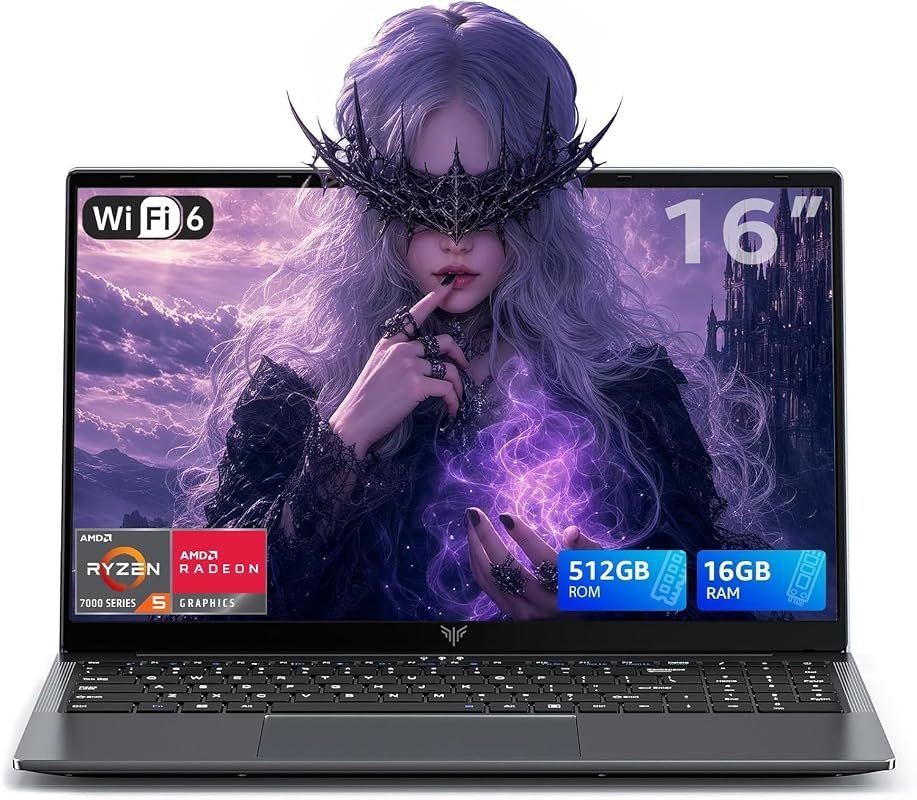 This KAIGERR Gaming Laptop features an AMD Ryzen 7, 16GB RAM, 512GB SS
